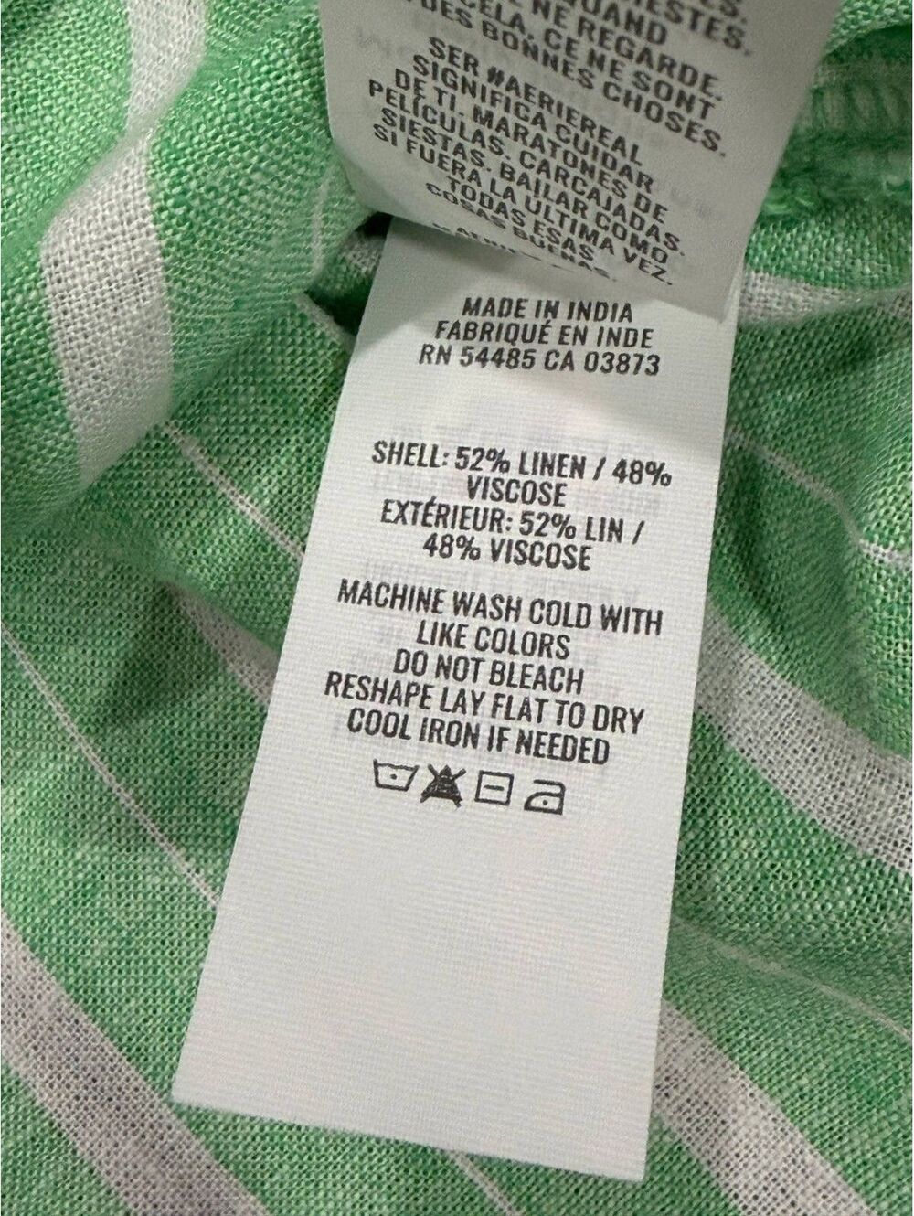 Aerie Women's XS/TP Green White Striped Linen Blend Button-Up Cover Up Shirt - Picture 7 of 8